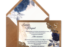 2012012 Invitación de Boda con las iniciales troqueladas esquinas