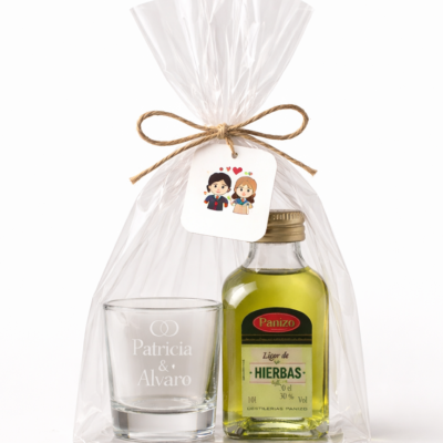 LICOR DE HIERBAS CON CHUPITO PERSONALIZADO